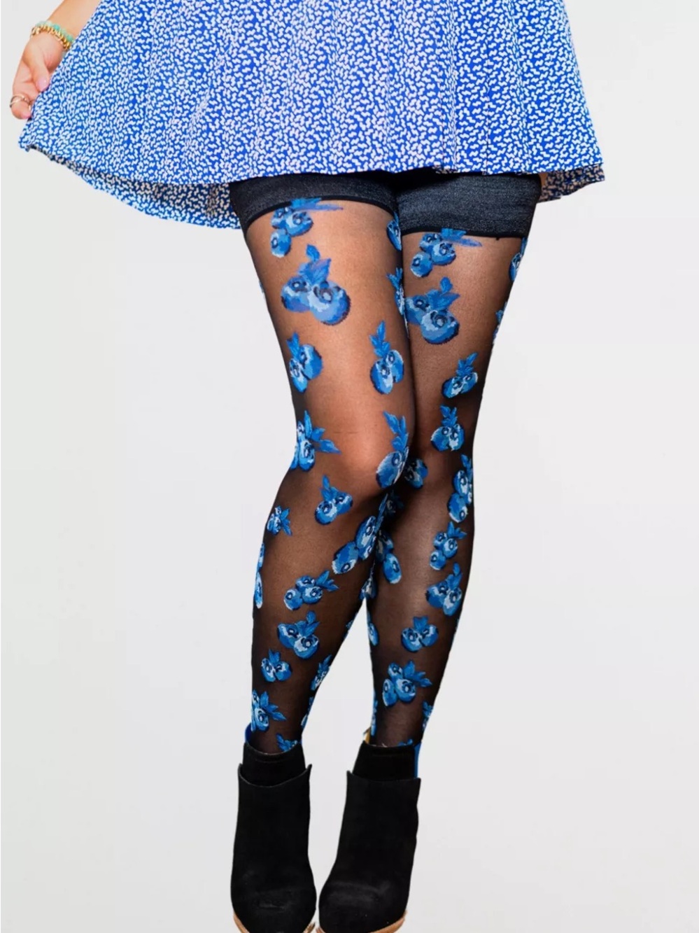 sock candy Blueberry Sheer Thigh Highs - Blue